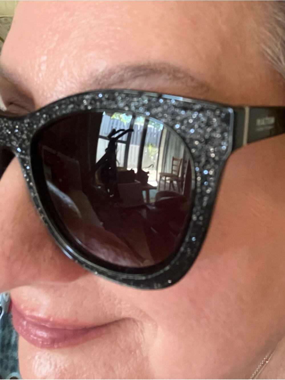 Black Glitter Kenneth Cole Reaction Cat-Eye Sunglasses